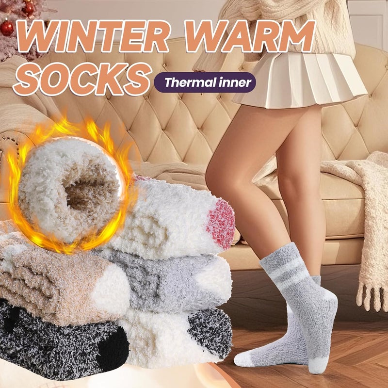 AMENLAN Store Women Fuzzy Slipper Socks Winter Microfiber Soft Cozy Plush Fluffy Socks Warm Comfy Thermal Home Sleeping Socks - Image 2